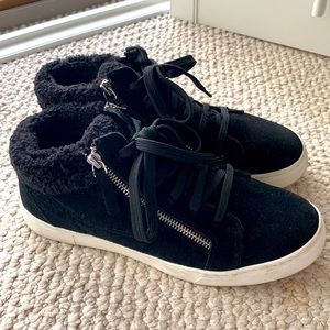 Steve Madden Faux-Shearling Lined Suede Sneakers